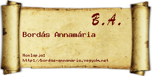 Bordás Annamária névjegykártya